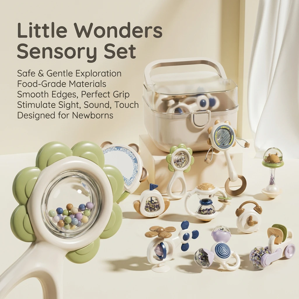 赤ちゃんのおもちゃギフト噛むことができる歯固めハンドベルベッド0-6ヶ月快適赤ちゃん知能トレーニング歯知能開発おもちゃセット