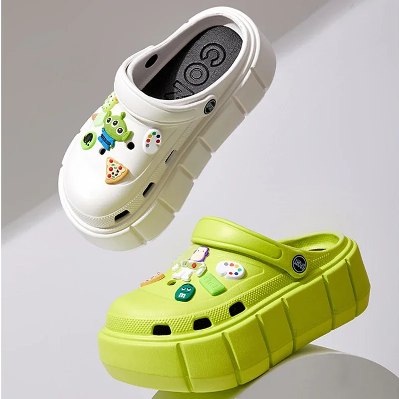 صنادل نسائية ذات نعل سميك من الرسوم المتحركة يمكنك صنعها بنفسك صنادل صيفية خفيفة الوزن وغير قابلة للانزلاق للحديقة على الشاطئ صنادل نسائية خارجية سميكة من مادة إي في إيه