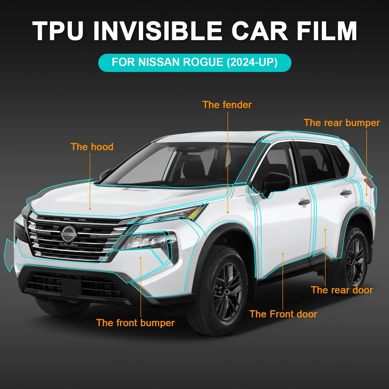 

For Nissan Rogue 2024-2025 TPU Paint Protection Film Self-Healing Clear Bra Pre-cut PPF Kit Car Body Anti-Scratch Resistant