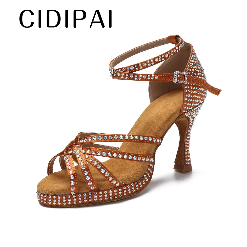 CIDIPAI – chaussures de danse à plateforme en Satin marron, talons de salle de bal pour femmes, sandales de mariage à semelle souple