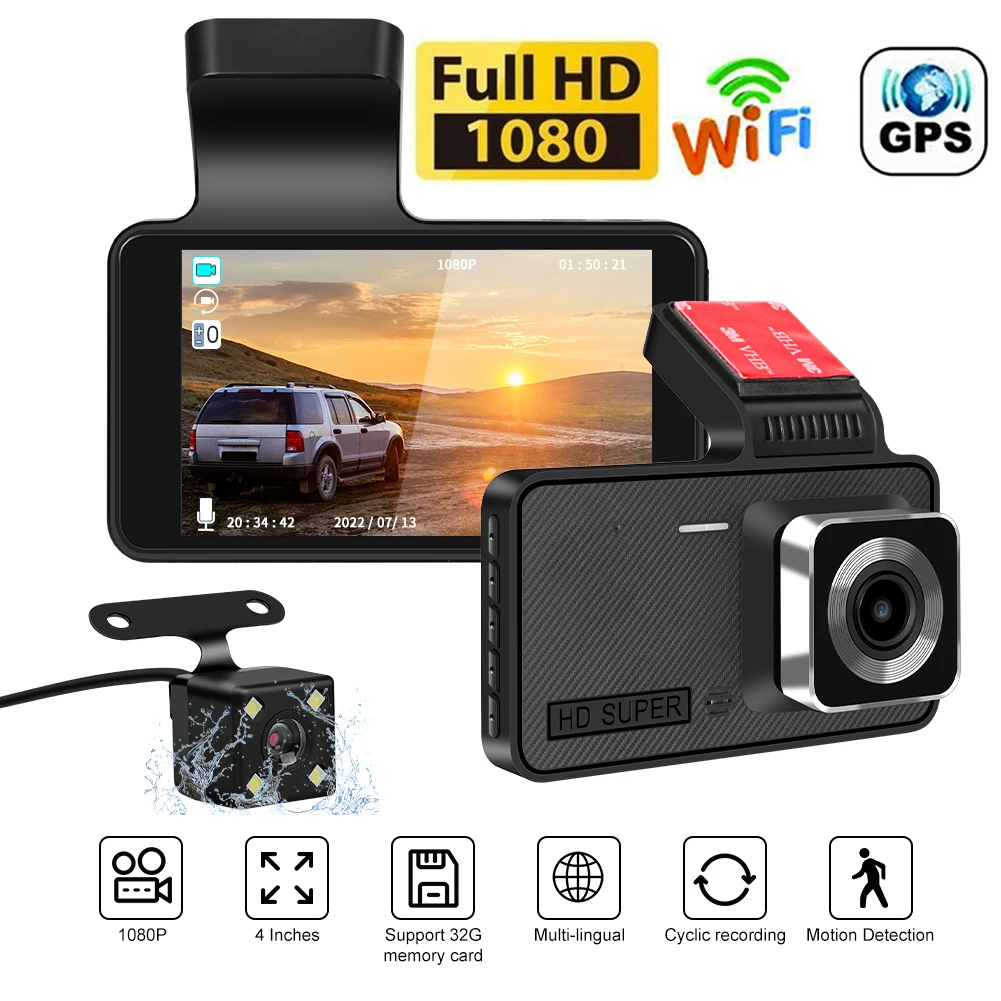 

Видеорегистратор автомобильный Full HD 1080P с поддержкой Wi-Fi и GPS-трекером