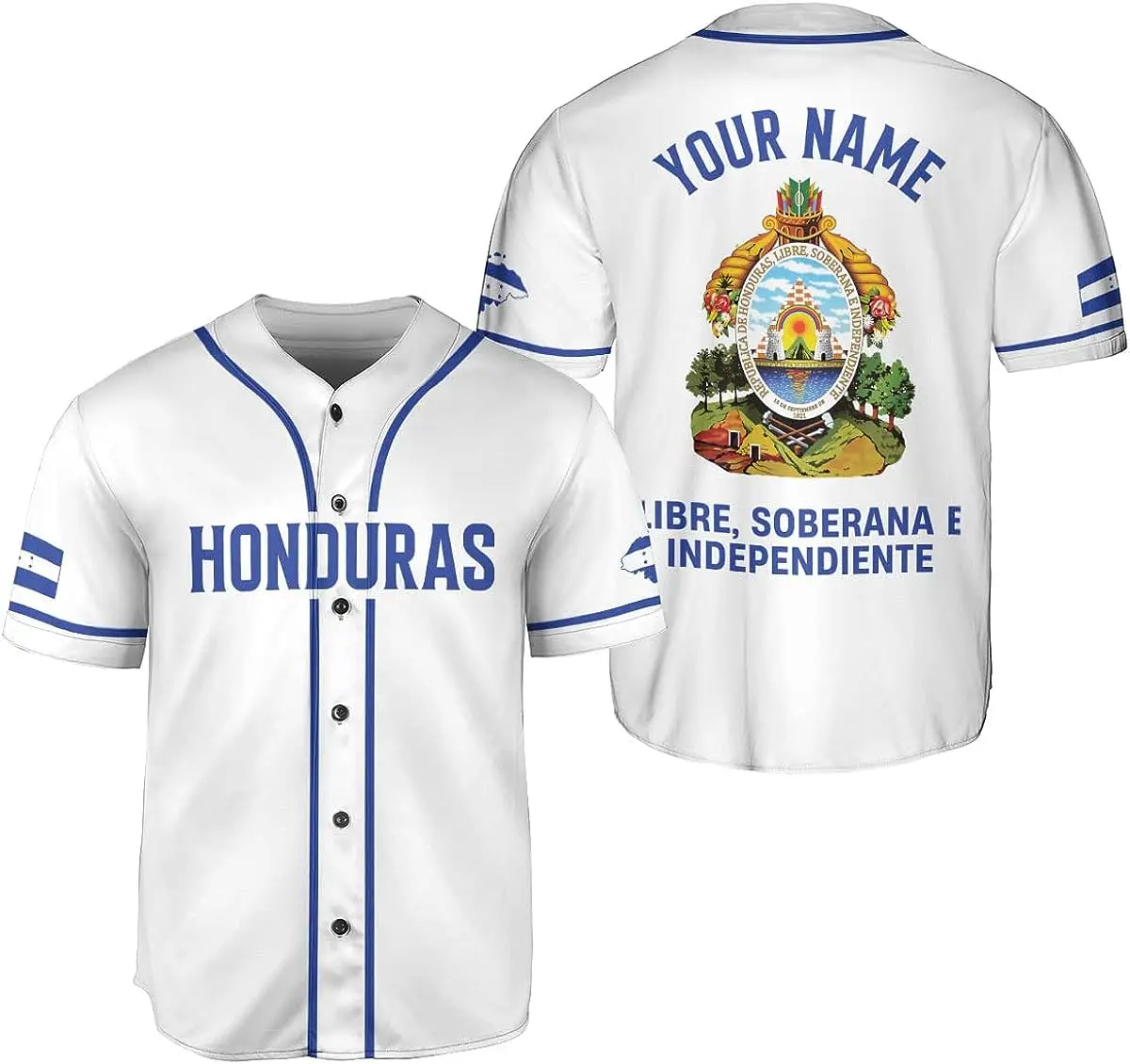 Custom Name Honduras Flag Badge Baseball Jersey Men\'s Women\'s Short Sleeve Jersey Men\'s Streetwear Short Sleeve Sports T-shirt