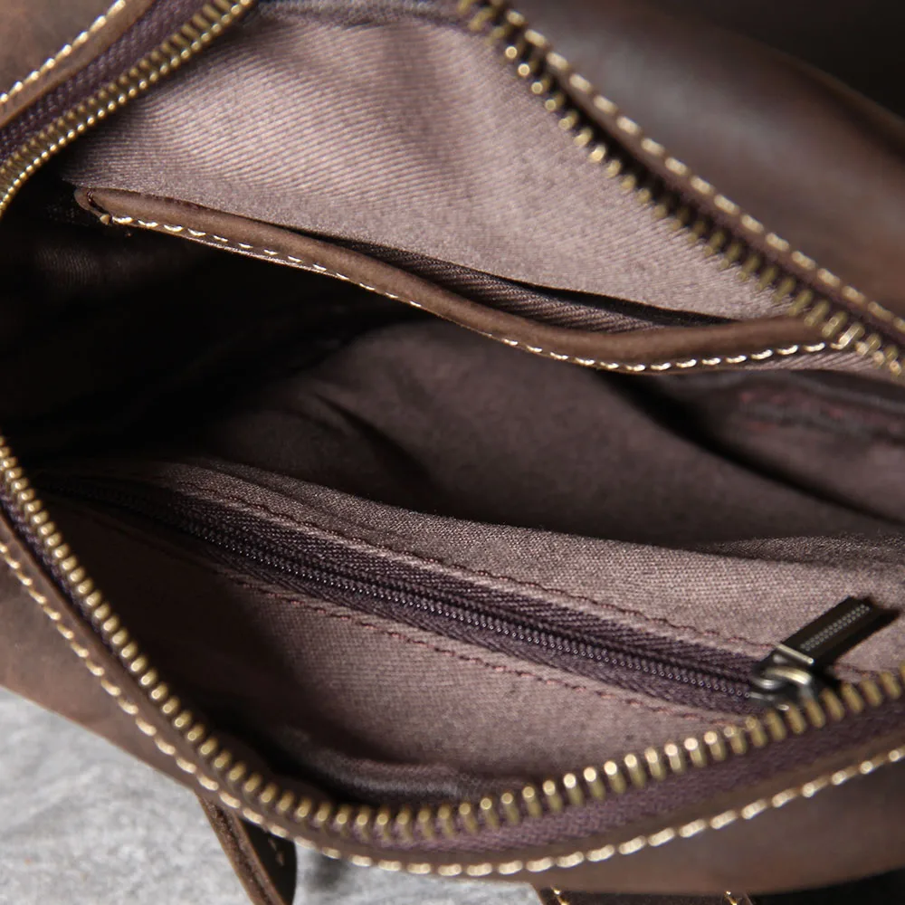 S.WORKER Vintage Echtleder Herren Umhängetaschen Crossbody-Taschen Crazy Horse Handgefertigte Mini-Tasche für Handy & Schlüssel – Detail 17