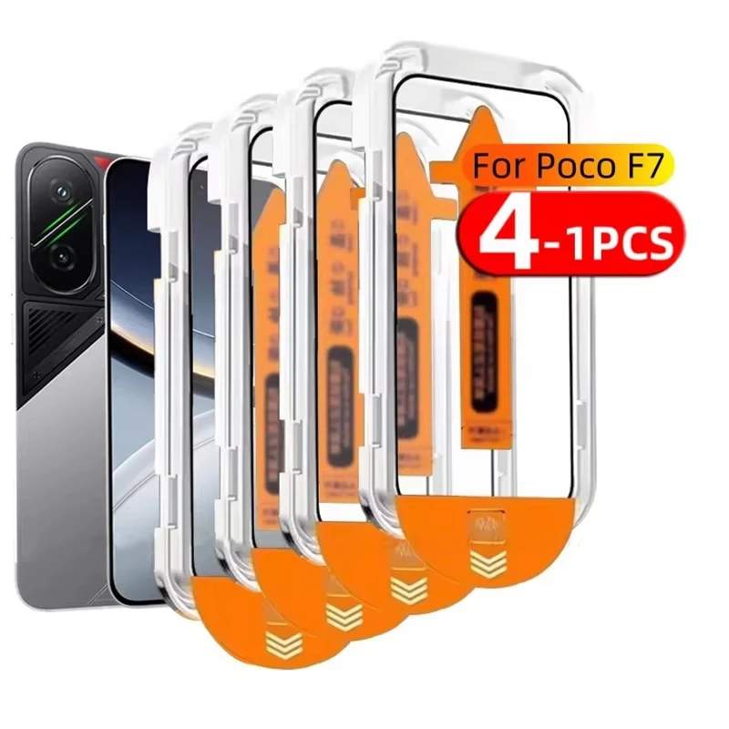 1-4PCS For Poco F7 Glass Xiaomi Poco F7 Tempered Glass For Poco M7 X6 F6 M6 X7 Pro C75 Full Cover Dust Free Screen Protector