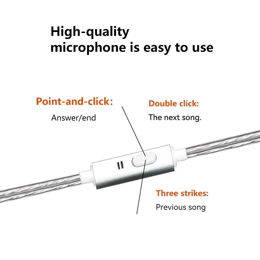 QIGOM DT100 유선 플랫 헤드 이어폰 (마이크 포함) 보컬 버전 30ohms 116dB 키 작동 헤드셋 이어폰 유형 C