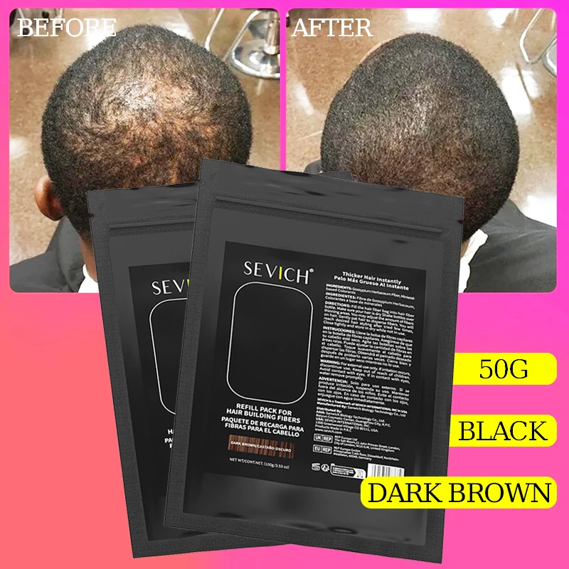 

50G Hair Building Fibers Hair Loss Fibers Regrowth Powder Hair Fiber Natural Keratin Styling Powder Hair Care Bald Thicken Fiber
