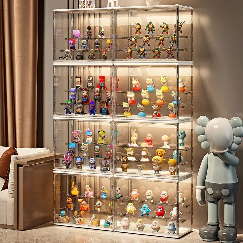 Acrylic Showcase For Collectible Figures And Blind Box Cartoon Animal Ornaments Organizer Cabinet Stackable Transparent Box