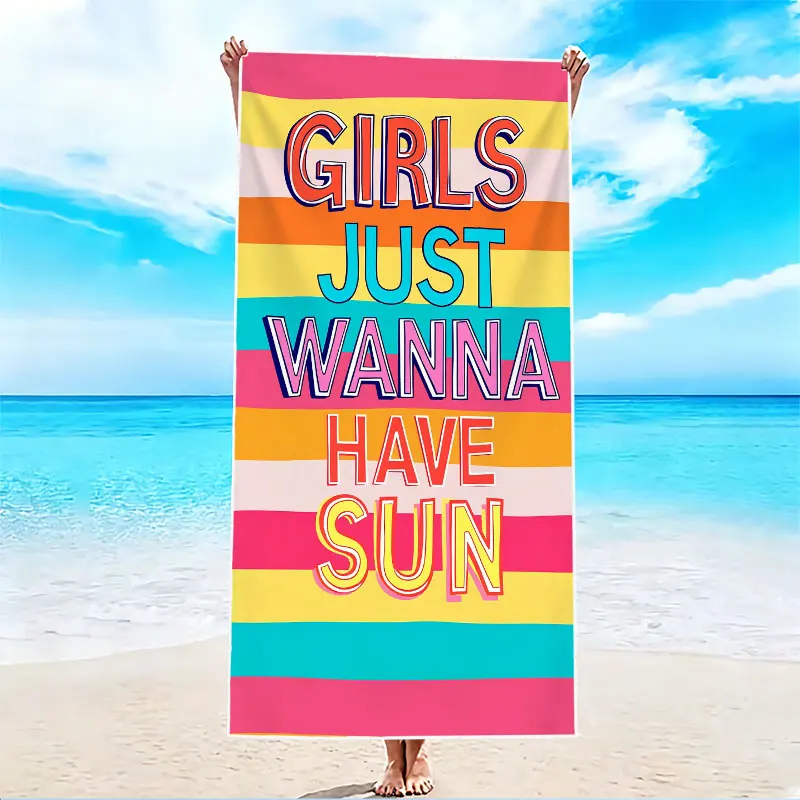1Pc, Dopamine-Colored Striped Beach Towel, Super Absorbent Lightweight Beach Towel - Sand-Free Quick-Dry Towel, Soft Microfiber, Suitable for Various Settings Such as Beach, Pool, Gym, Bathroom, Camping, and Travel.