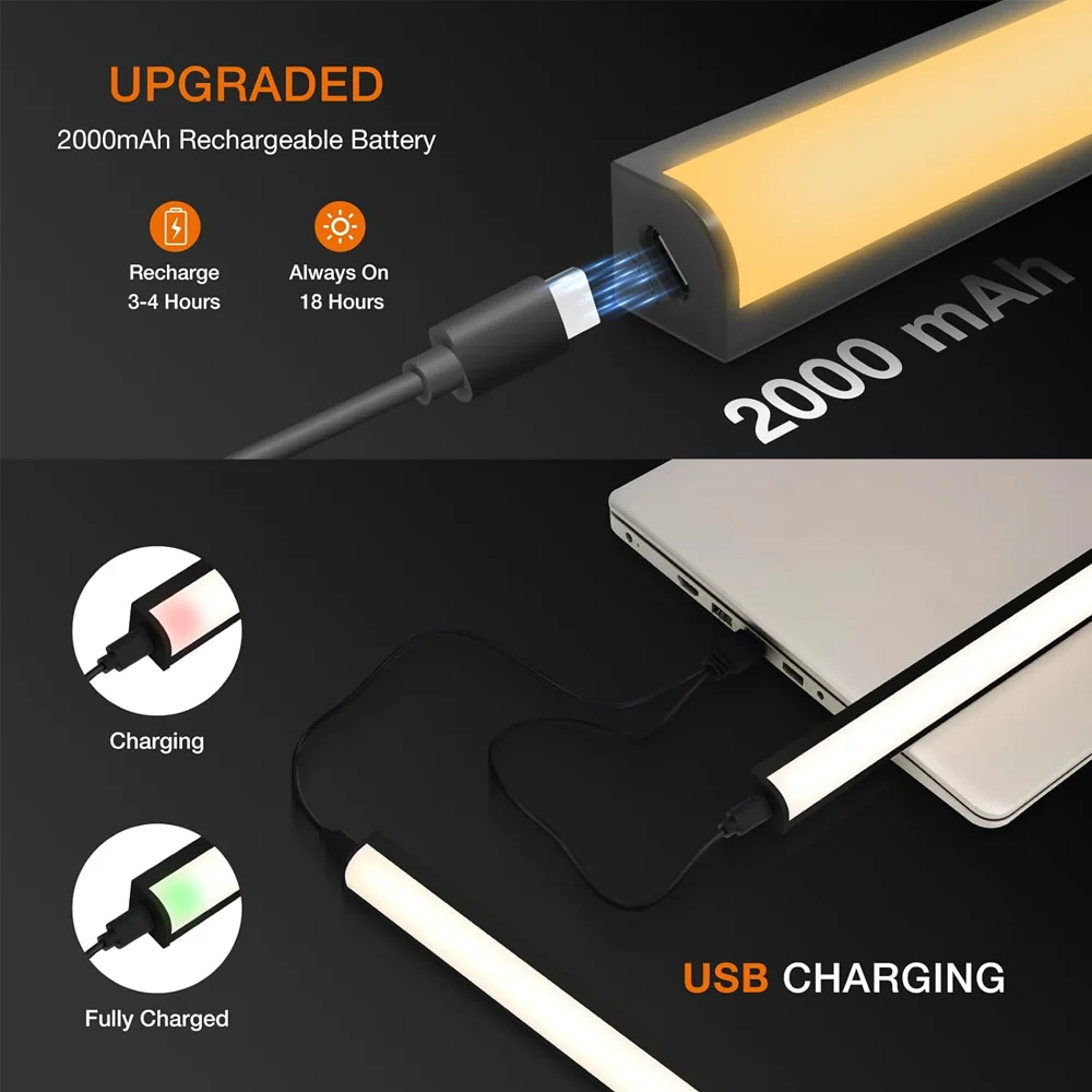 CCT LED محس حركة ضوء لاسلكي LED ضوء الليل نوع C قابلة للشحن ضوء خزانة خزانة مصباح الدرج الخلفية المطبخ