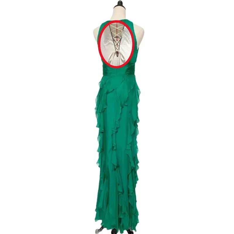 Wakuta-vestido Formal Vintage con volantes verdes para mujer, traje De baile De graduación con línea A, ocasiones elegantes, Vestidos De fiesta De