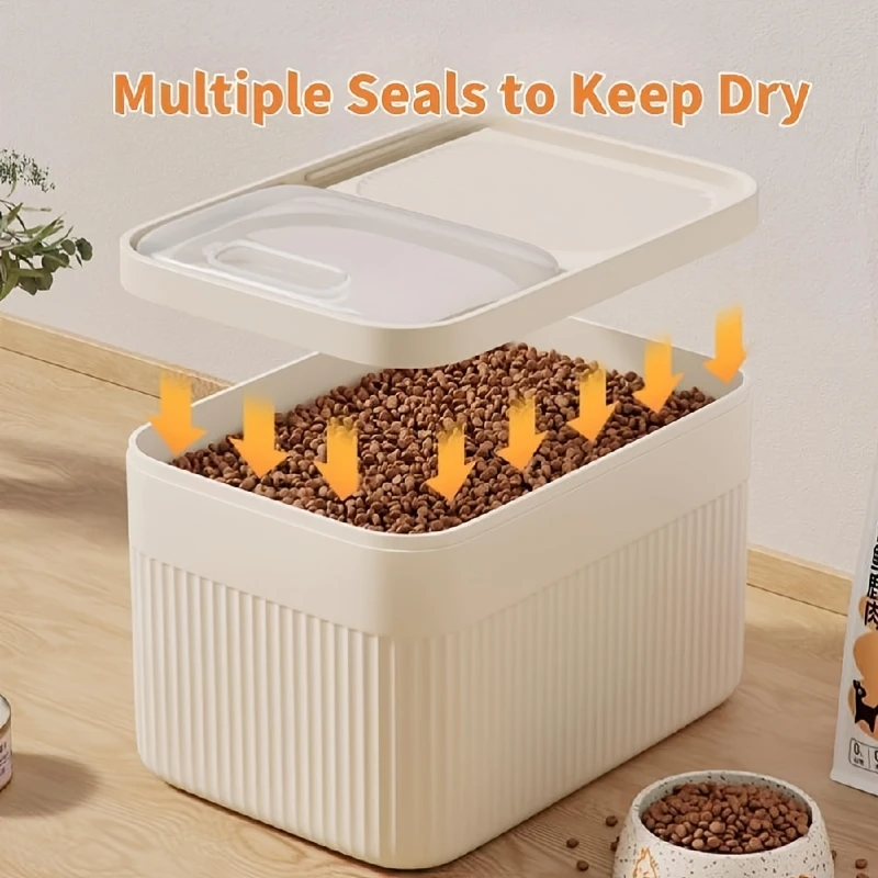 

Герметичный контейнер для хранения корма для домашних животных с видом на окно — большая корзина для сухого корма для собак, кошек, крышка с замком, свежая крышка и портативная
