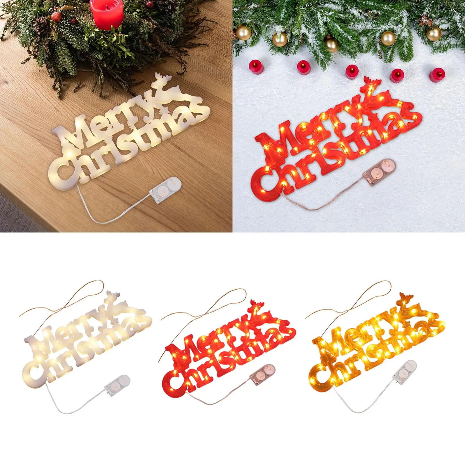 Christmas LED Plaque Merry Christmas Sign for Outdoor Indoor Christmas Party