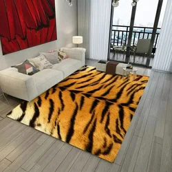 Modern Light Luxury Leopard-print Tiger Skin Carpet Rectangular Living Room Bedroom Floor Mats Non Slip Coffee Table Entry Rug