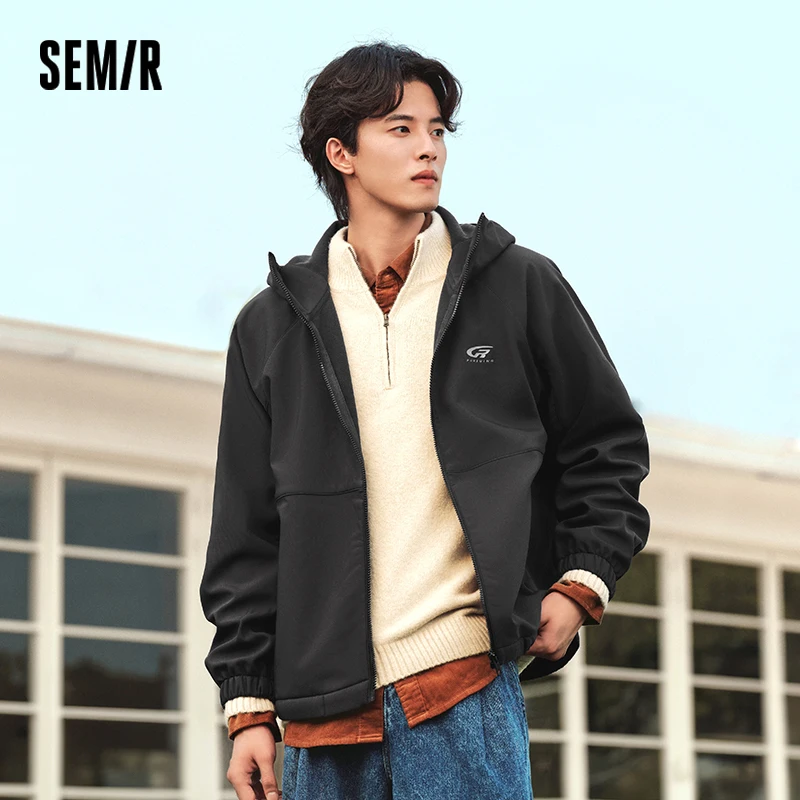 Semir Jacket Men Three-Proof Plus Velvet 2024 New Winter Polar Fleece Hooded Winter Wear Loose Printed Jacket