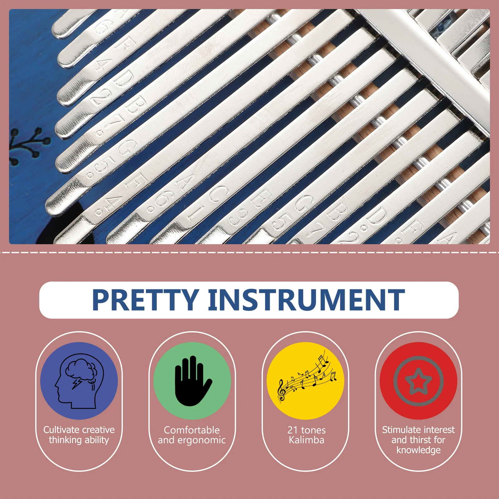 

1 Set 21 Keys Thumb Kalimba Hand Piano Portable Musical Instrument Tones Solid Wood Gift Exquisite Mbira Delicate