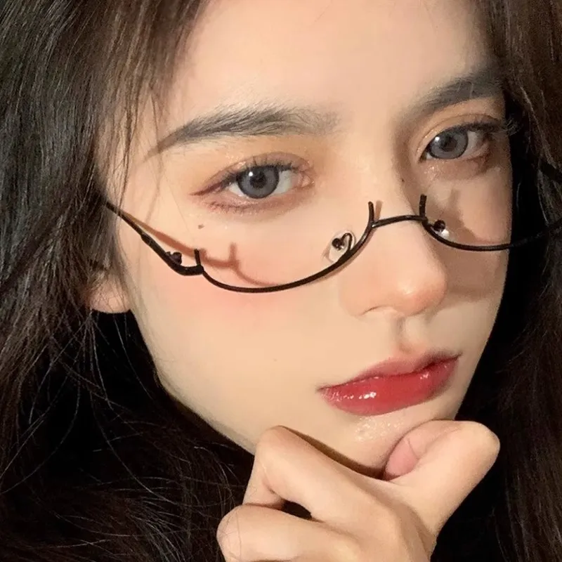 Japanese Anime Cosplay Glasses Half Frame Women Fashion Anti-blue Plain Glasses Men Contrasting Cute Decorative Party Glasses