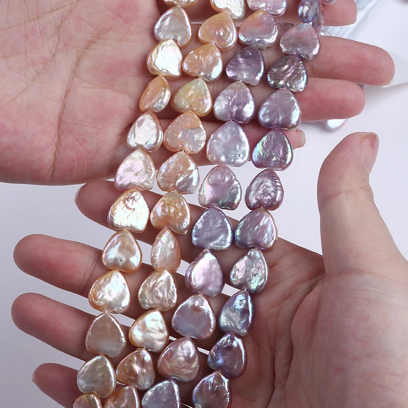 

12-15mm love heart freshwater loose pearl beads strands making jewelry