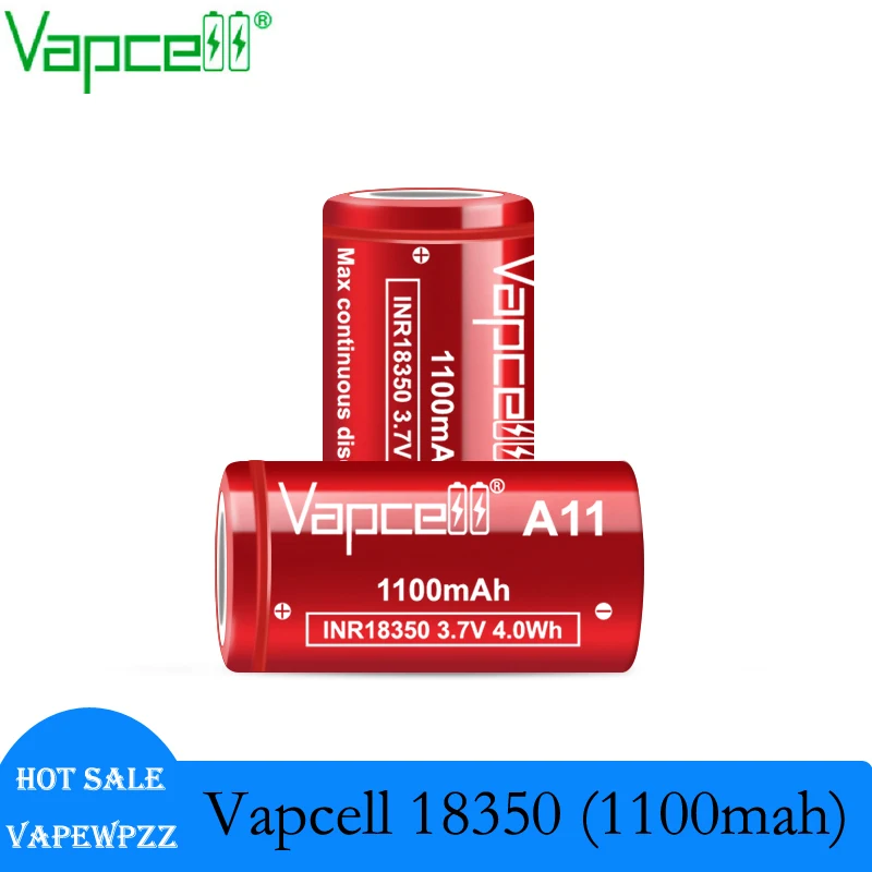 

Original Vapcell 18350 A11 1100mah Max 10A Discharge Rating 3.7V INR18350 4.0wh lithium Battery for flashlight Toy Reachargeable