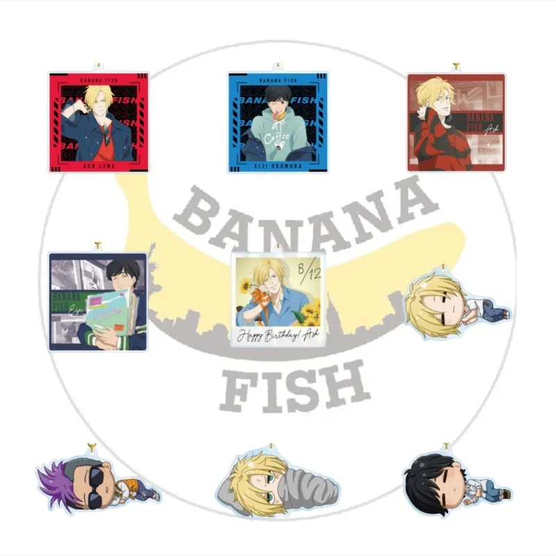 Anime Banana Fish Acrylic Keychain Ash Lynx Eiji Okumura Collection Anime Bag Pendant Keyring Double-Sided Printed Gift 6CM