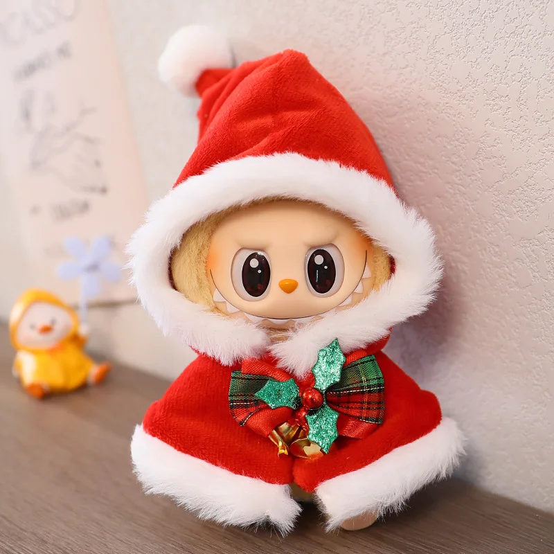 1 Set 17 cm für Labubu Weihnachten Baby Kleidung Schneemann Elch Weihnachtsmann Outfit für 1st 2nd 3rd Gen Puppe Weihnachten Urlaub Geschenk