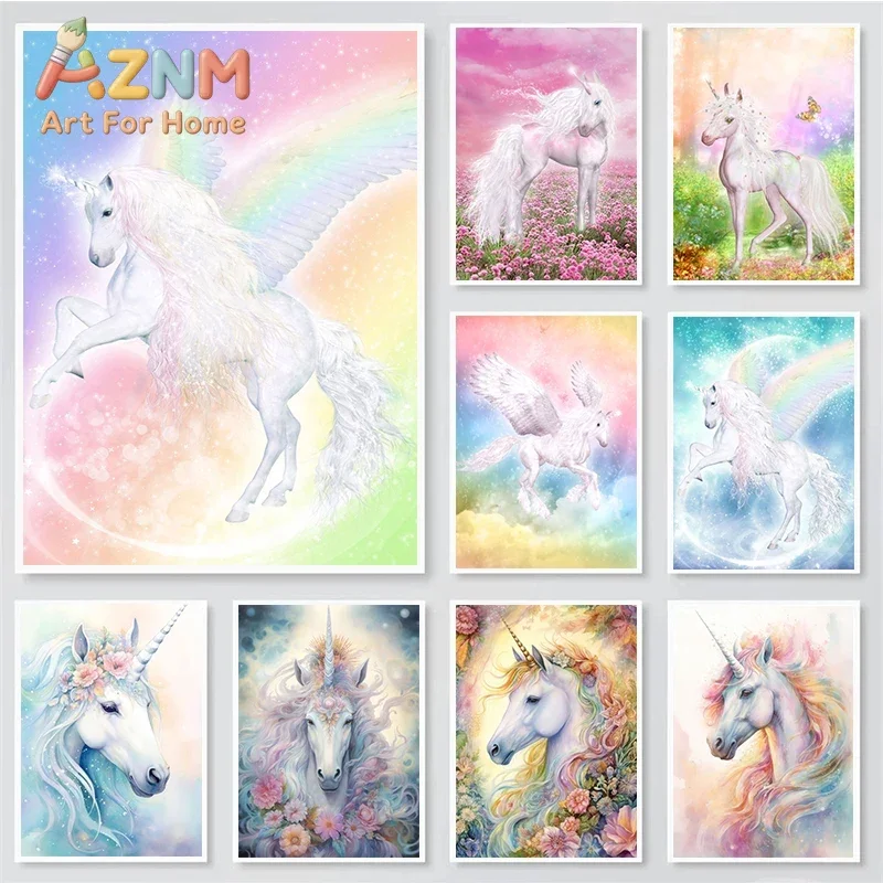Cartoon Magic Unicorn Dreams Rainbow Nordic Poster Wall Art Canvas Painting Prints Pictures for Kids Room Home Decor Cuadros