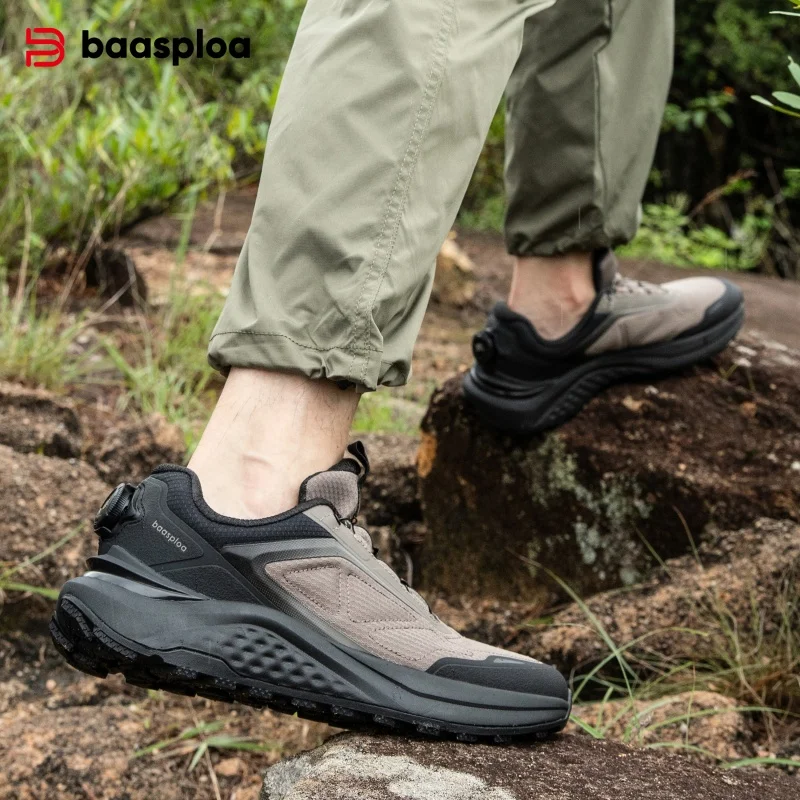 

Baasploa New Men Trail Running Shoes Non-Slip Wear Resistant Outdoor Sneakers Comfort Climbing Cushioning Casual Sneakers Male
