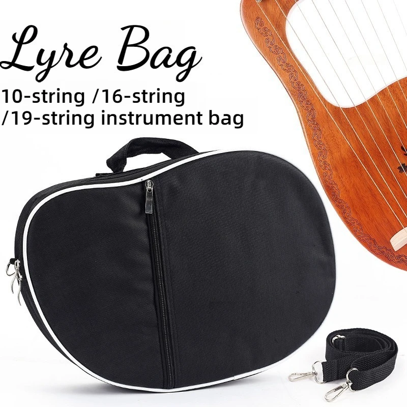 16/19 String Canvas Lyre Bag Thickened Waterproof Shockproof One-shoulder Portable Lyre Storage Bag Musical Instrument Accessory