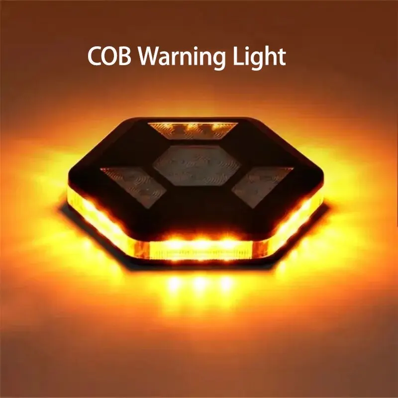 360° Rotating COB Warning Light Car Emergency USB Charging Magnet Adsorption Night Yellow White Flashing Lamp Roof Trunk Lights