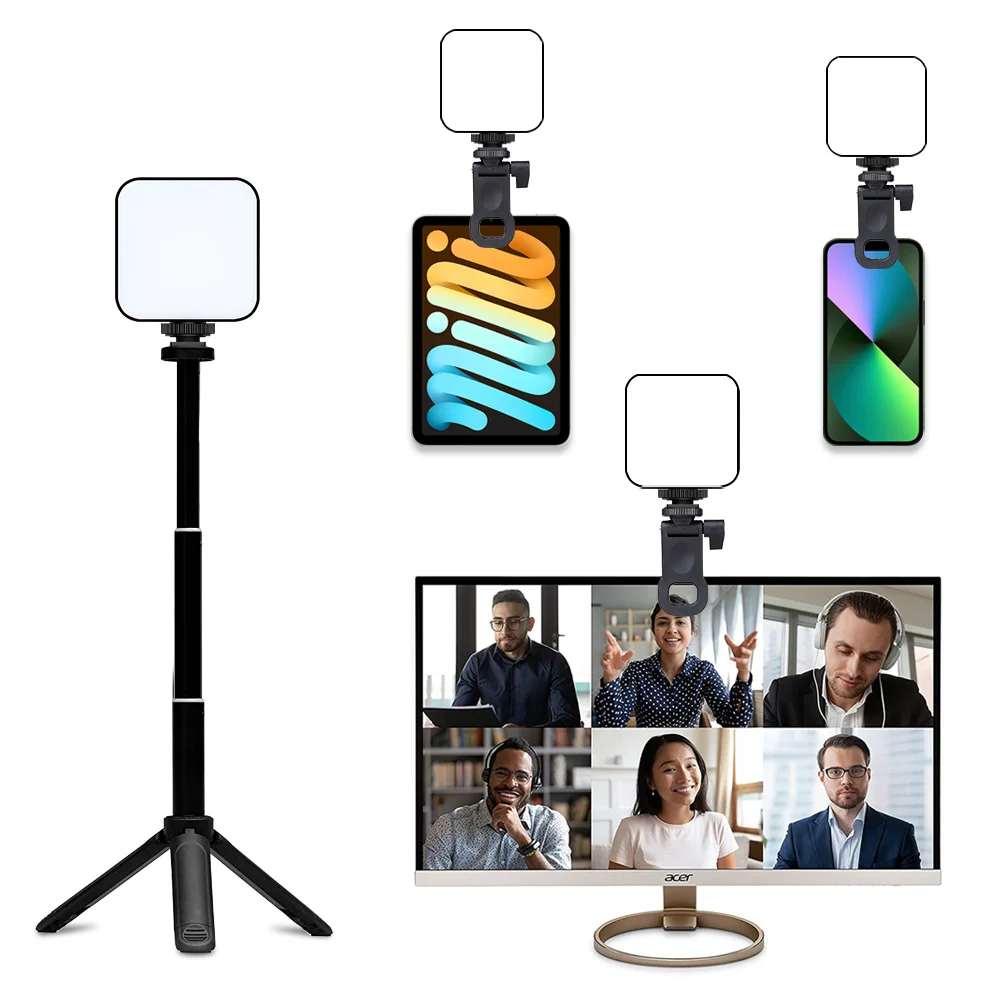 スマートフォン,ラップトップ,タブレット用の調光可能なLEDライトパネル,詰め替えライト,コンピューターカメラ,屋内カラー,2500k-9000k