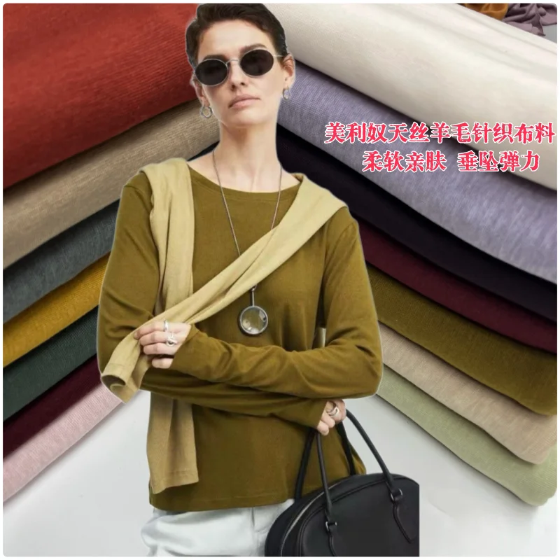 Autumn Wool Fabric Soft Stretch Light Book Bottoming Shirt Inner Wear Blouse Drape T-shirt Knitted Fabric