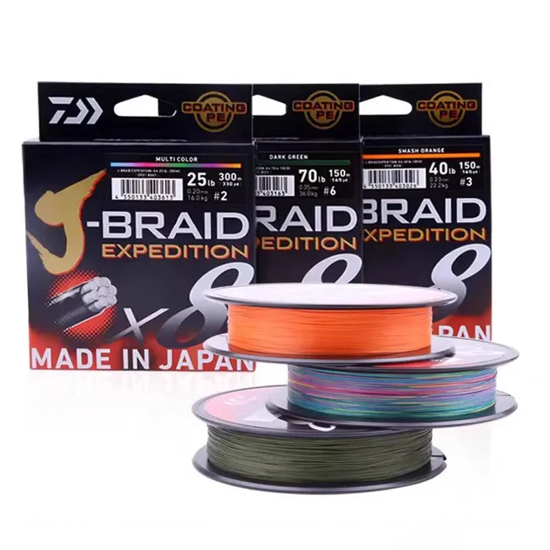 2024 دايوا J-BRAID إكسبيديشن X8 خيط صنارة الصيد 150/300 متر خطوط بولي ايثيلين مضفر سلك JBRAID الأصلي أخضر داكن/برتقالي/متعدد الألوان #3