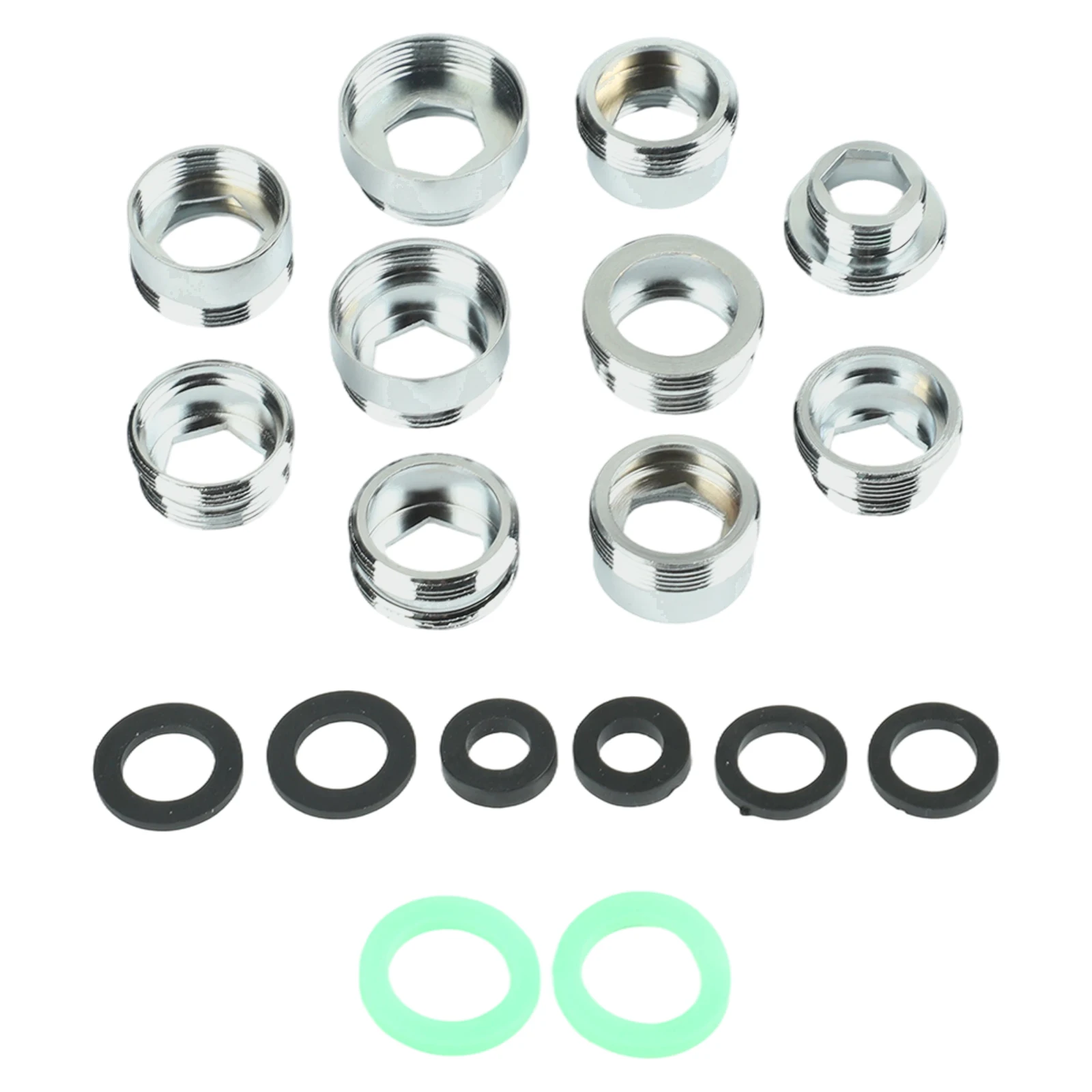 10 Piece Stainless Steel Faucet Adapter Set for Kitchen and Garden Use Compatible with Multiple Thread Sizes Material