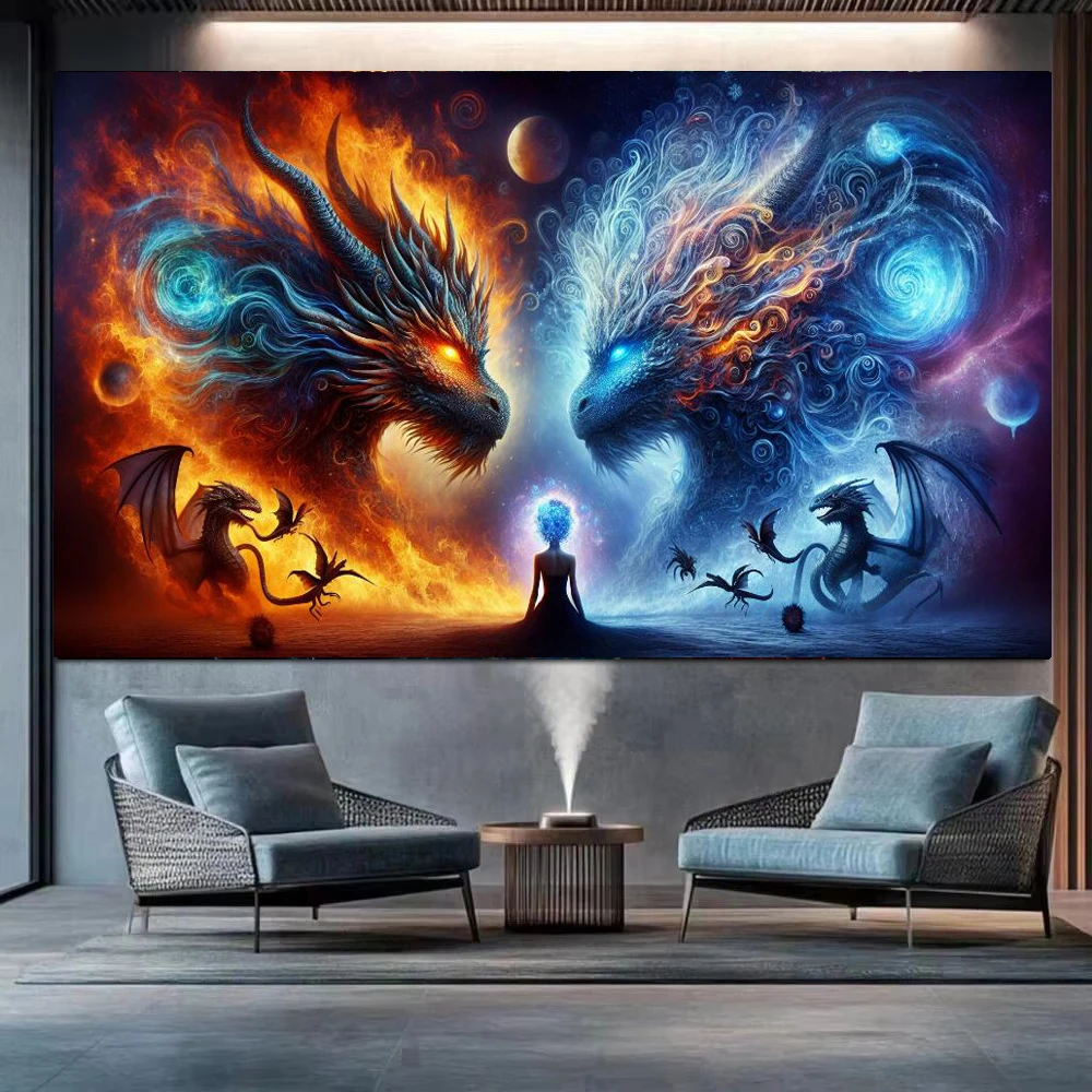 Confrontation Between Two Colossal Dragons, New 2026 Large Size Full Diamond Painting Diy Diamond Art Mosaic For Home Decor