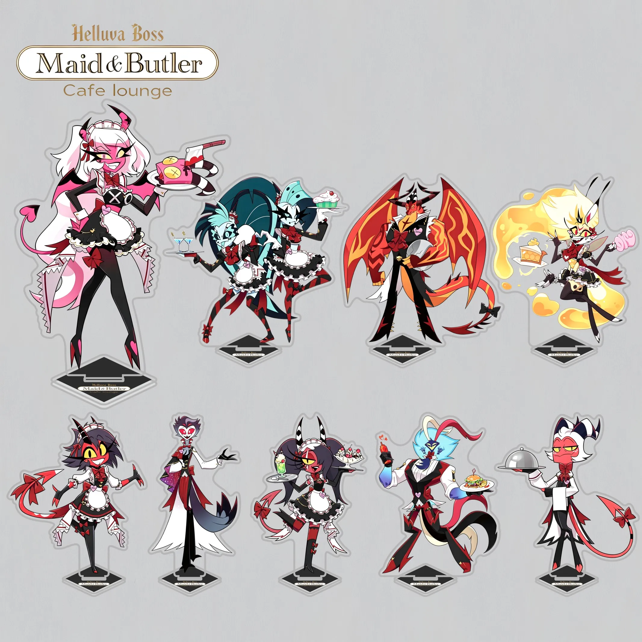 15Cm Anime Acrylic Stand for Helluva Boss Maid Butler Series Desktop Decoration Gift for friends Mammon Asmodeus keychains