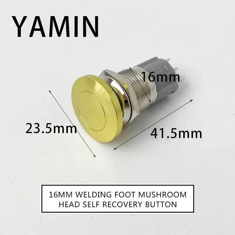 12/16/19/22mm Metal Push Button Switch Waterproof Mushroom Head Key Latching/Reset Press Screw Pin Foot