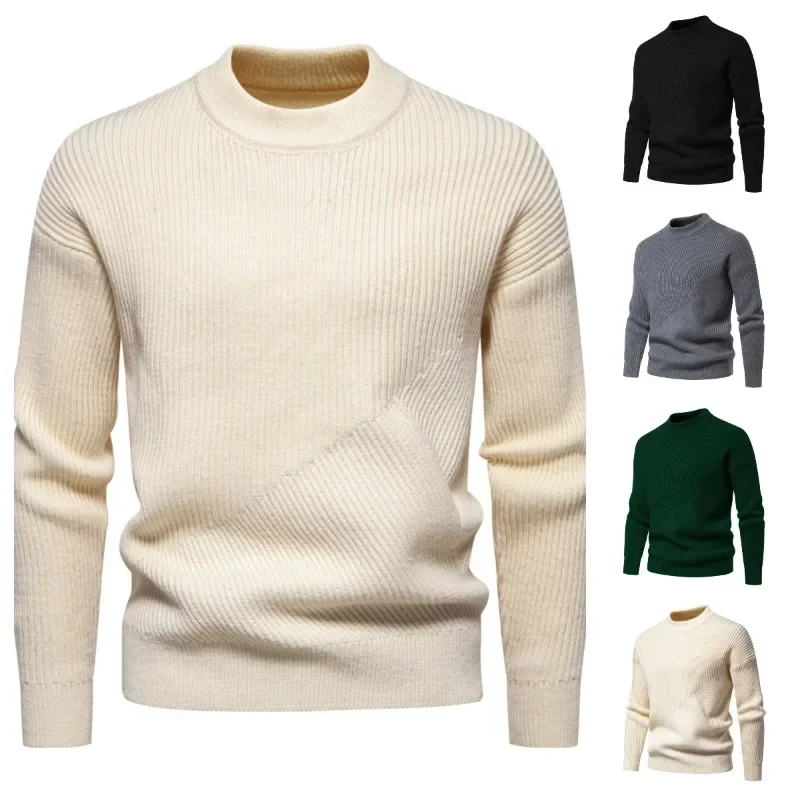 5 Styles Men's Knitted Sweater New Fashion Round Neck Warm Thick Sweaters Loose Shoulder Style Vintage Sweater Man Clothes