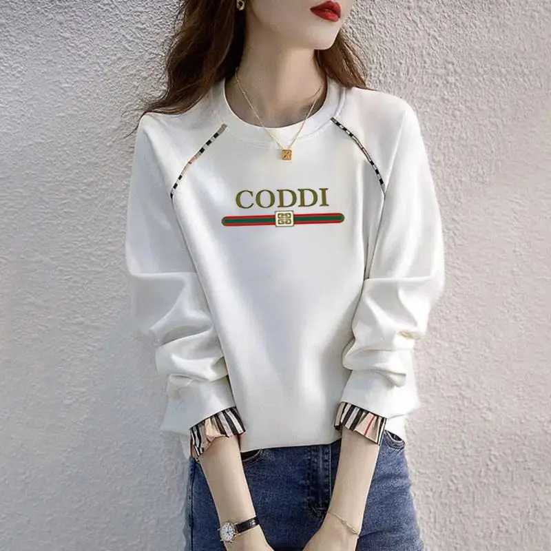 Autumn Casual Cotton Wild Sweatshirt Vintage Letter Print Streetwear Harajuku Y2k Pullover Female Free Shipping Women\'s Clothing