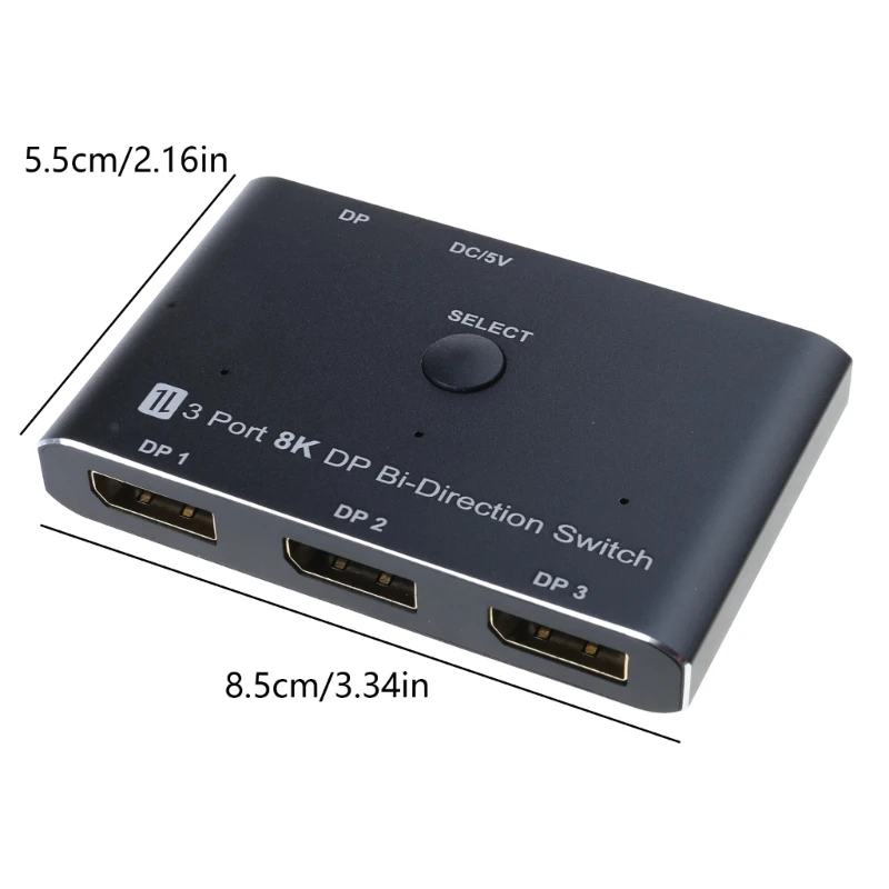 DisplayPort 1.4 스위칭 박스 8K30hz 고해상도 비디오 분배기 3 In 1 Out 스위처(여러 화면용)