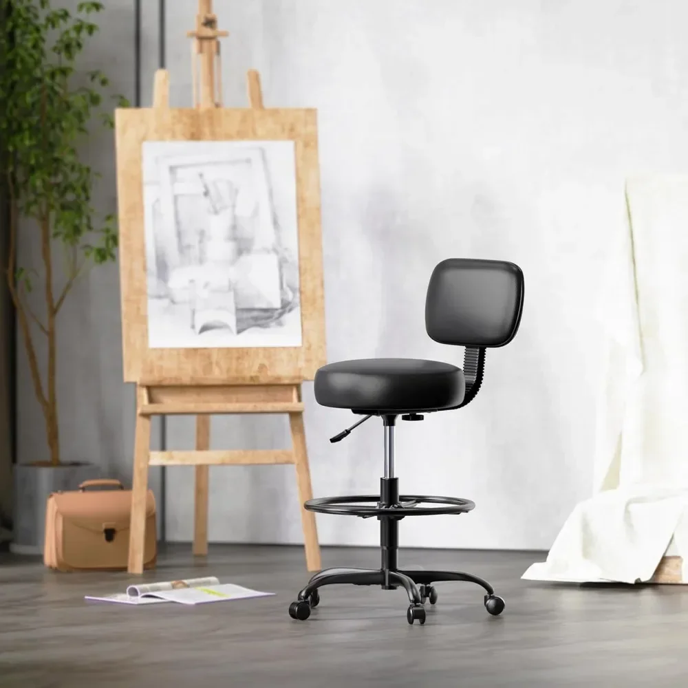 Cadeira de Elaboração ajustável com descanso para os pés, Banquinho de rolamento, Multi-Purpose Office Desk Chair, Almofada do assento grosso para Home Bar