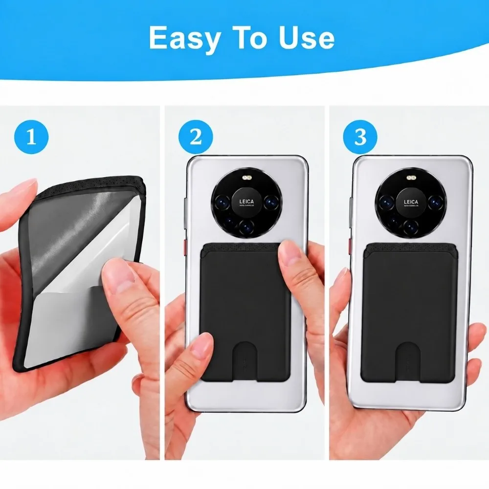 Self-Adhesive Phone Holder Sticker Soft Compact Credit Card Holder Card Clip Silicone Phone Wallet Compatible All Smartphones