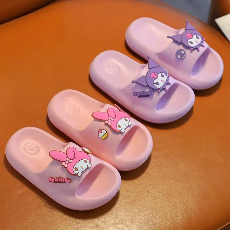 

Sanrios Children's Slippers Girls New Cartoon Kuromi Fashion Non Slip Home Indoor Outdoor Sandals Summer Comfort Simple Sandals
