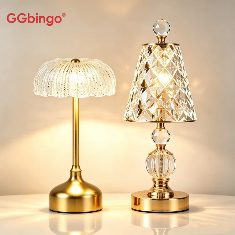 GGbingo Table Lampe Luxury Crystal Lampshade Design LED Desk Reading Light Led Desk Lamp for Bedroom Room Home Bar Bedside Decor