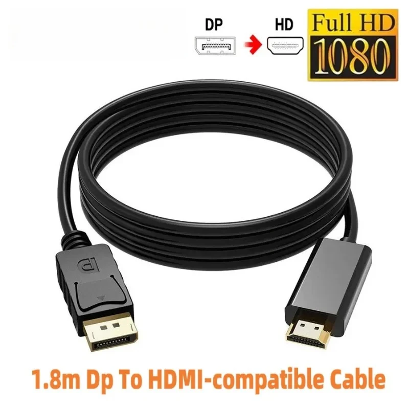 Cabo Adaptador DisplayPort para HDMI 4K 30Hz com Conector Banhado a Ouro para PC, Laptop, Monitor, Projetor, HDTV, Sincronização de Áudio e Vídeo