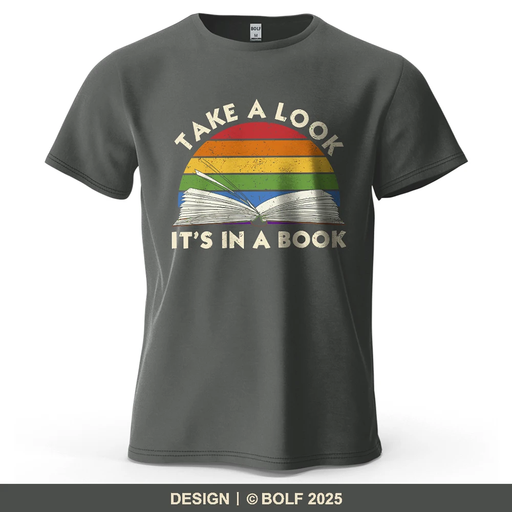 Take A Look Bunt bedrucktes Herren-T-Shirt aus 100 % Baumwolle, übergroße literarische Grafik-T-Shirts für Damen, Tops, T-Shirts, lässige Streetwear