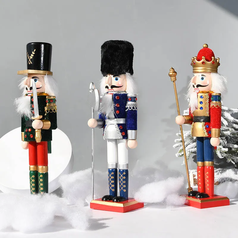 30cm Fine Painted Nutcracker High Quality New King Doll Puppets Toy Walnut Soldiers Novelty  Christmas Gift Ht053