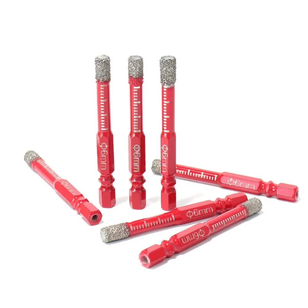 

Набор из 10 алмазных коронок (10 шт.) с шестигранным хвостовиком 6 мм для сухого сверления керамической плитки, мрамора, гранита, керамогранита.