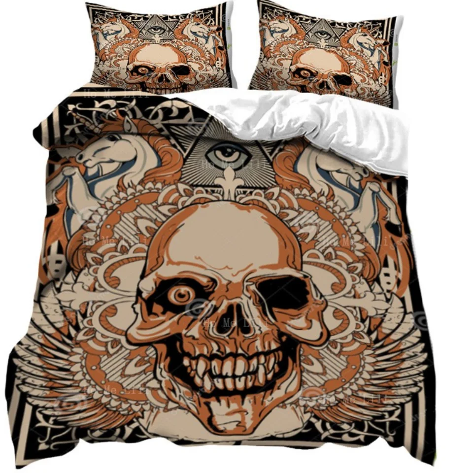 Creepy Cartoon Horses And One-eyed Skeletons Duvet By Ho Me Lili Bedding Set Dress Up The Bedroom