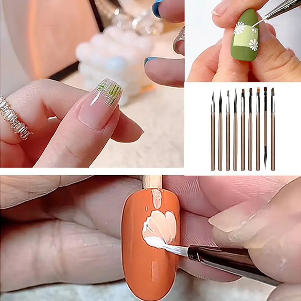 9Pcs Nail Art Design Pen & Brush Set - Includes Nail Extension Gel Brush & Nail Gel Brush,Suitable for Salon & Home DIY Manicure