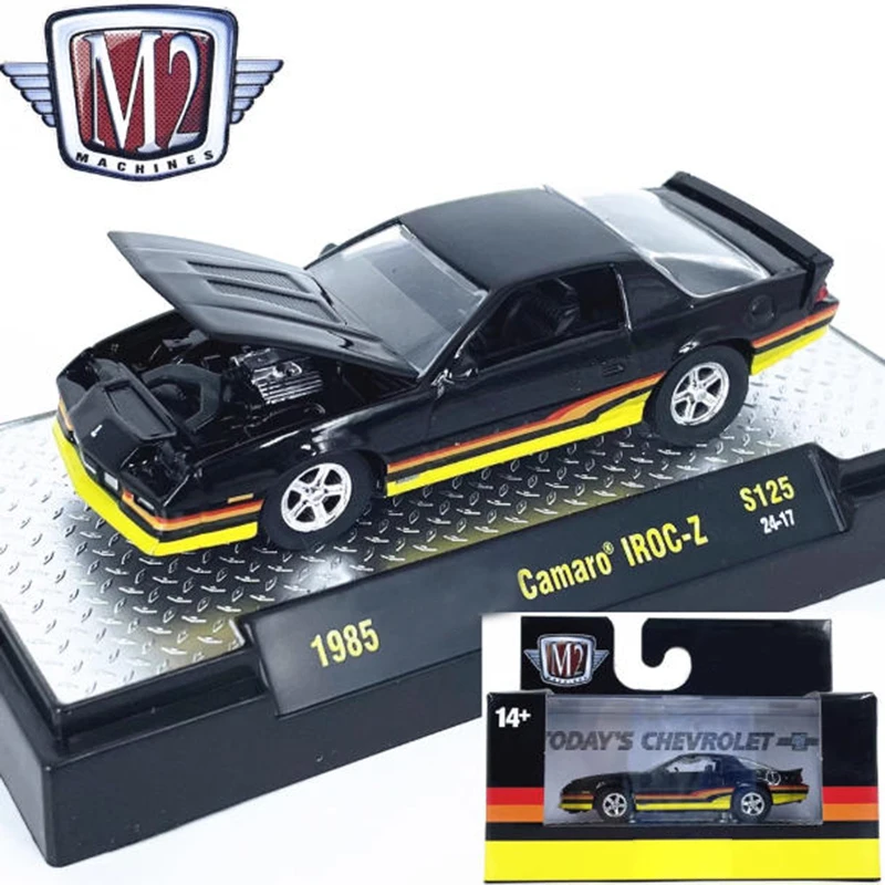 Modèle de voiture en alliage M2 1/64 Camaro IROC-Z, Collection statique, cadeaux de vacances décorés, jouets