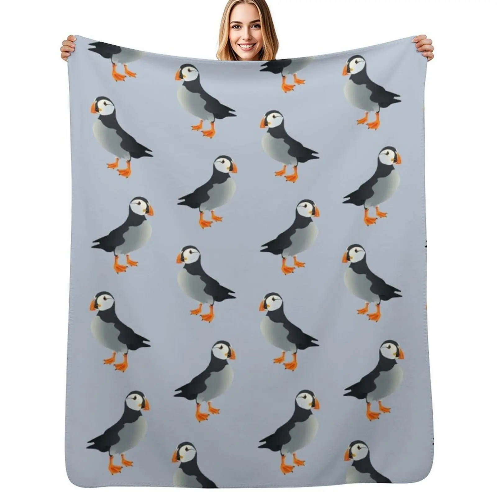 Little Atlantic Puffin Throw Blanket Flannel Fleece Soft Warm Throw Blanket